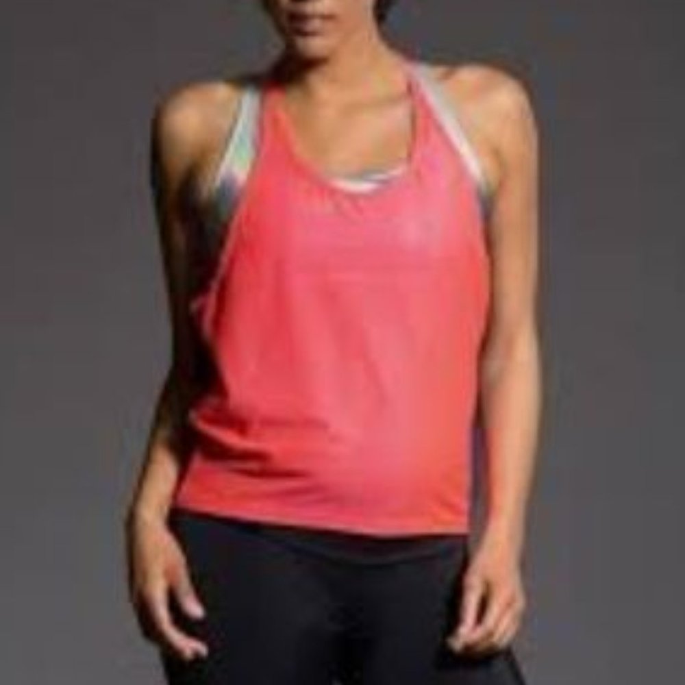 Onzie T Back Mesh Tank Neon Pink NWT One Size